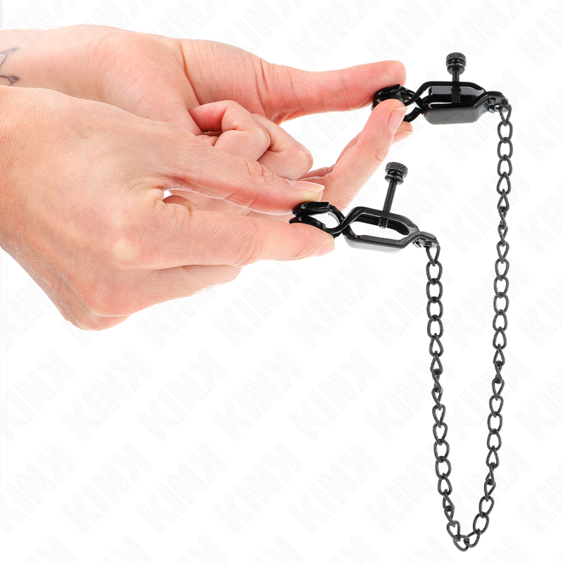 Kink - Flache Kette Nippelklemmen Schwarz 30 Cm