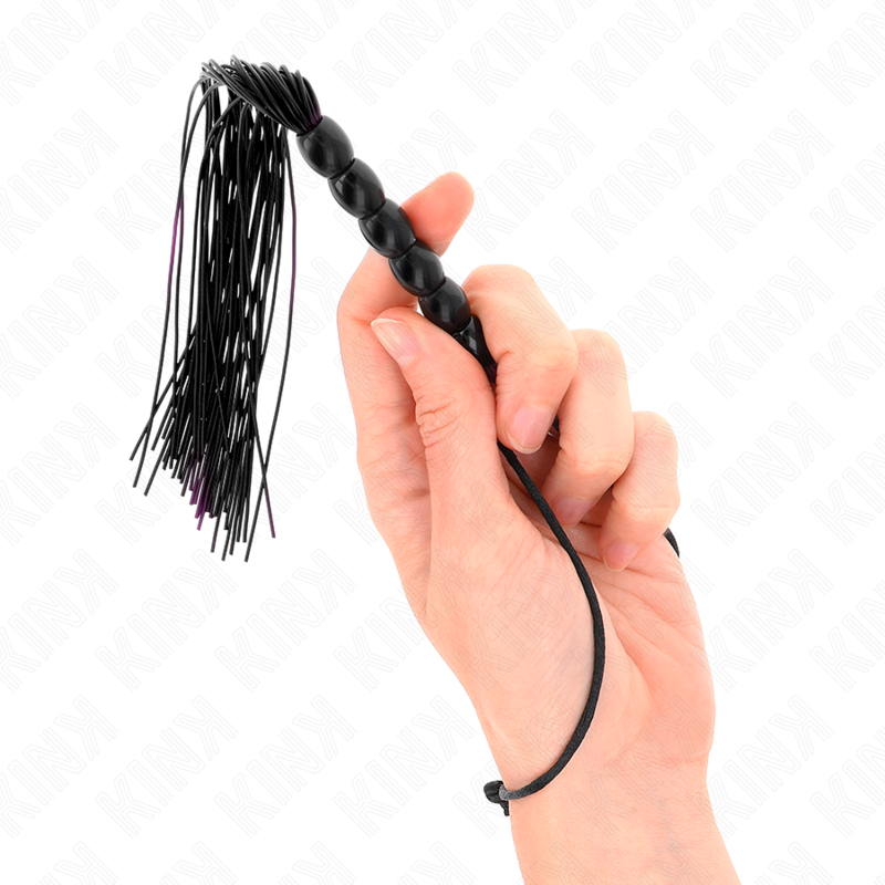 Kink - Mini Silikonpeitsche Mit 6 Schwarzen Perlen 26 Cm