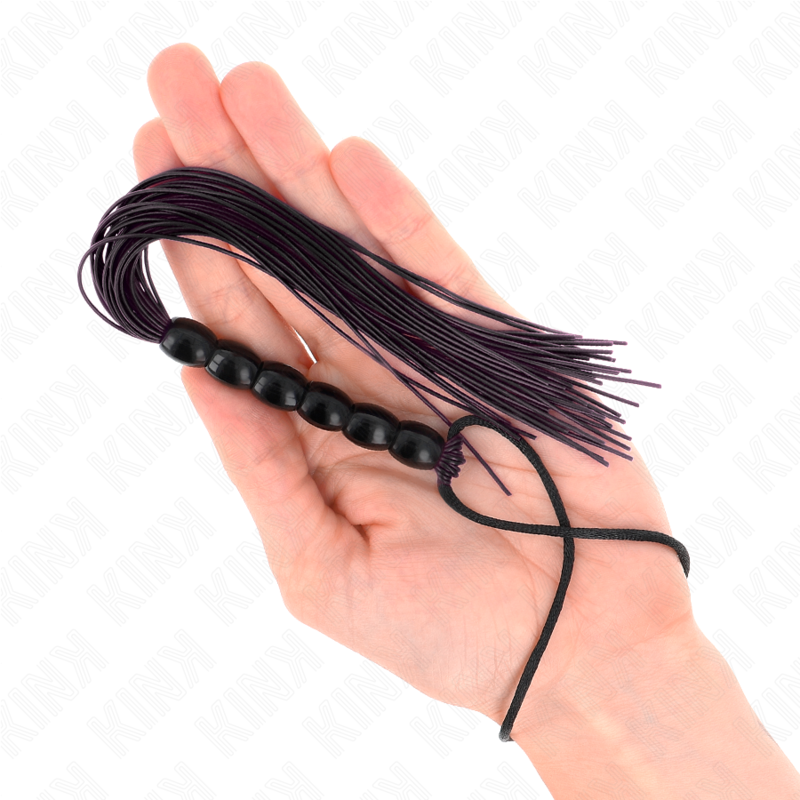 Kink - Mini Silikonpeitsche Mit 6 Schwarzen Perlen 26 Cm