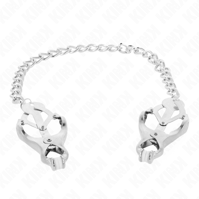 Kink - Japanische Kleeblatt-Nippelklammern Mit Kette Silber 30 Cm