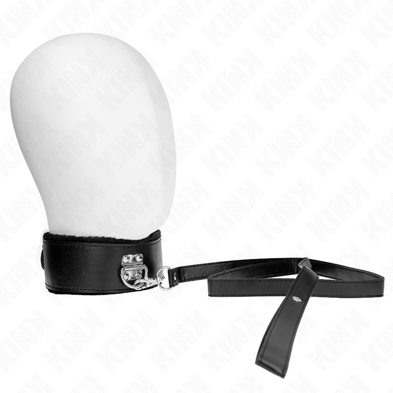 Kink - Halskette Mit Leine 116 Cm Mit Silbernen Nieten Modell 4 Schwarz Verstellbar 40-48 Cm X 6 Cm