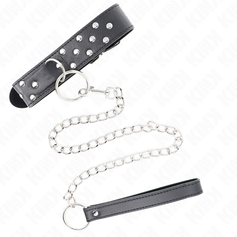 Kink - Ring Nieten Band Halskette Mit Gãœrtel 65 Cm Schwarz Verstellbar 36-50 Cm X 3,8 Cm