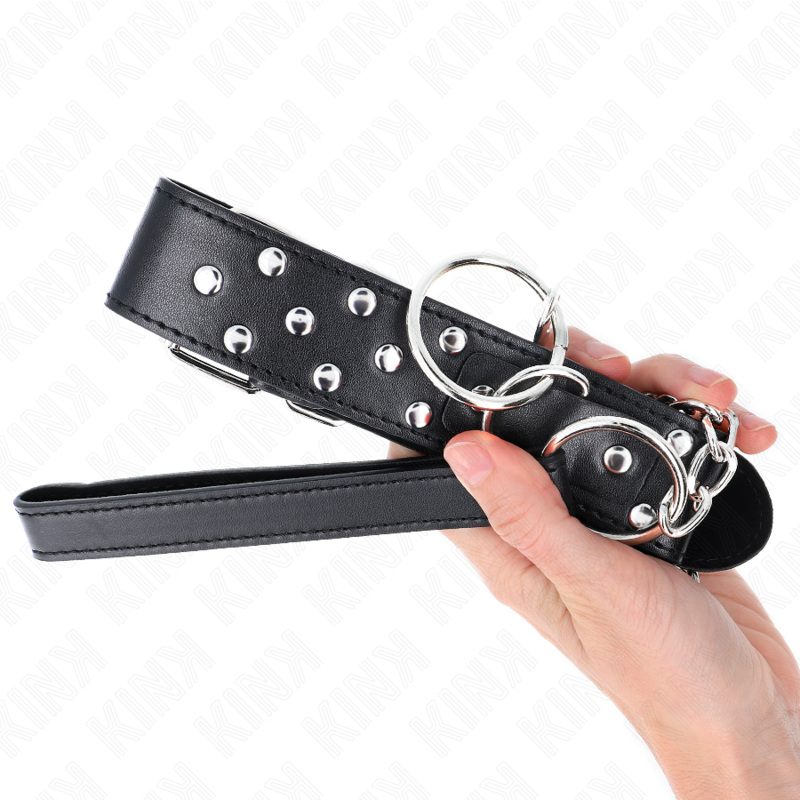 Kink - Ring Nieten Band Halskette Mit Gãœrtel 65 Cm Schwarz Verstellbar 36-50 Cm X 3,8 Cm