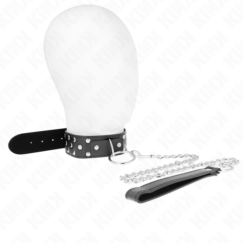 Kink - Ring Nieten Band Halskette Mit Gãœrtel 65 Cm Schwarz Verstellbar 36-50 Cm X 3,8 Cm