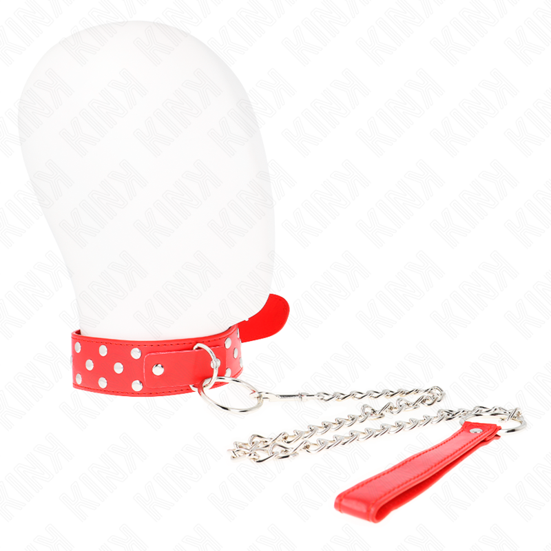 Kink - Ring Nieten Band Halskette Mit Gãœrtel 65 Cm Rot Verstellbar 36-50 Cm X 3,8 Cm