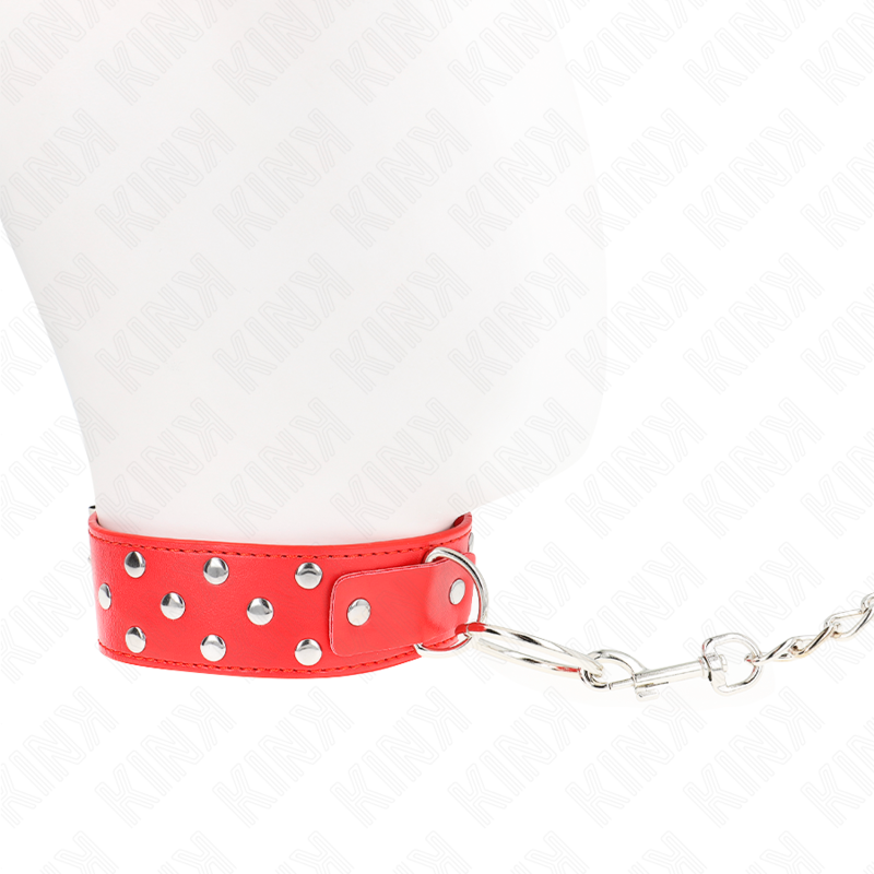Kink - Ring Nieten Band Halskette Mit Gãœrtel 65 Cm Rot Verstellbar 36-50 Cm X 3,8 Cm