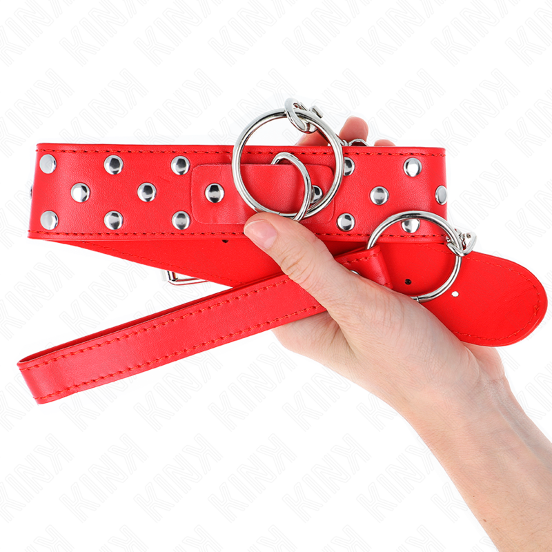 Kink - Ring Nieten Band Halskette Mit Gãœrtel 65 Cm Rot Verstellbar 36-50 Cm X 3,8 Cm