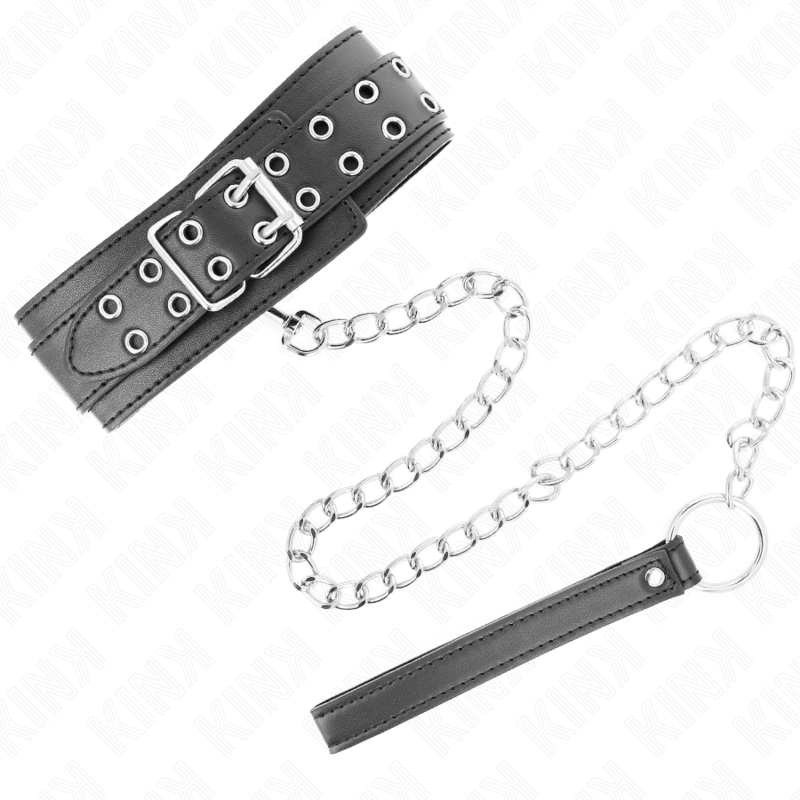 Kink - Halskette Mit Riemen 65 Cm Silber Schnallen Verstellbar 33-46 Cm X 5,5 Cm