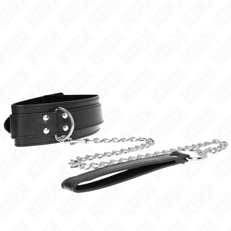 Kink - Halskette Mit Riemen 65 Cm Silber Schnallen Verstellbar 33-46 Cm X 5,5 Cm