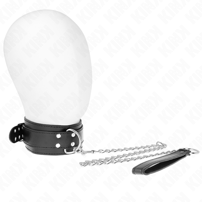 Kink - Halskette Mit Riemen 65 Cm Silber Schnallen Verstellbar 33-46 Cm X 5,5 Cm