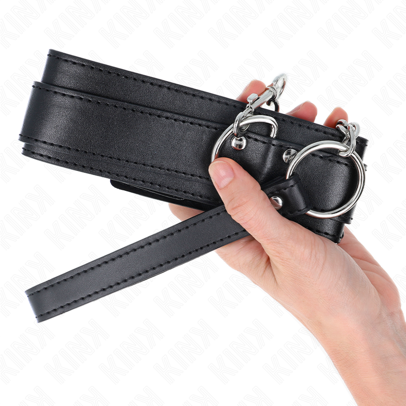 Kink - Halskette Mit Riemen 65 Cm Silber Schnallen Verstellbar 33-46 Cm X 5,5 Cm