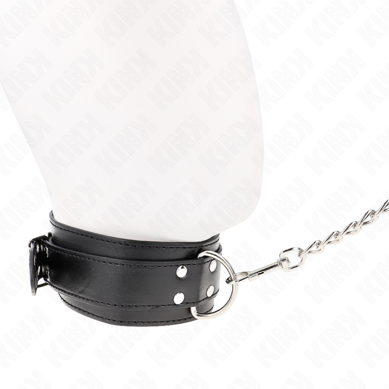Kink - Halskette Mit Riemen 65 Cm Silber Schnallen Verstellbar 33-46 Cm X 5,5 Cm