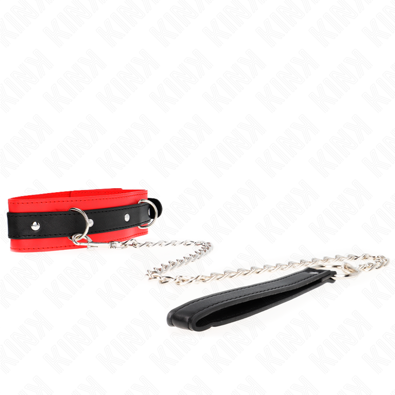 Kink - Basismodell Halsband Mit Leine 65 Cm Modell 3 Rot 53 X 5 Cm