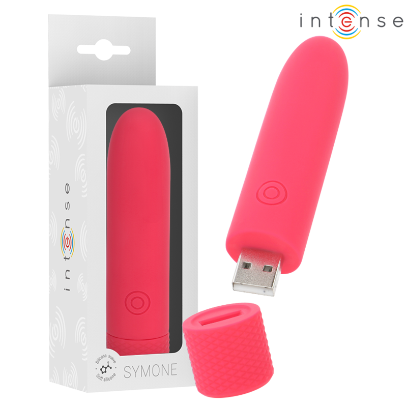 Intense - Symone Usb Wiederaufladbarer Vibrierender Bullet 8 Vibrationen Rot 10 X 2,2 Cm