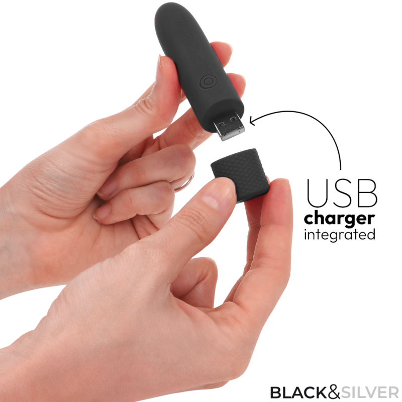 Black & Silver - Geri Usb Wiederaufladbarer Vibrierender Bullet 8 Vibrationen Schwarz 10 X 2,2 Cm