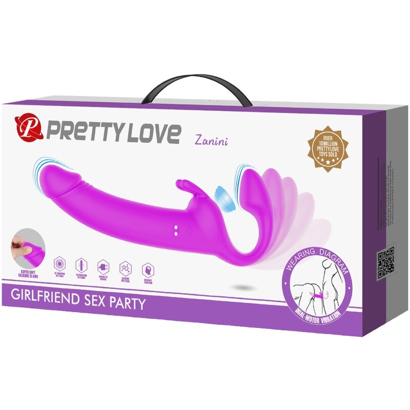 Pretty Love - Zanini Strapless Strap-On 10 Vibrationen Lila