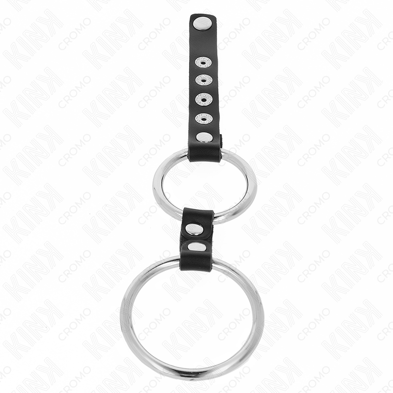Kink - Doppelter Penisring Aus Metall 3,8 Cm Bis 5 Cm Mit Leder Verbunden