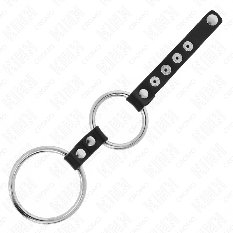 Kink - Doppelter Penisring Aus Metall 3,8 Cm Bis 5 Cm Mit Leder Verbunden