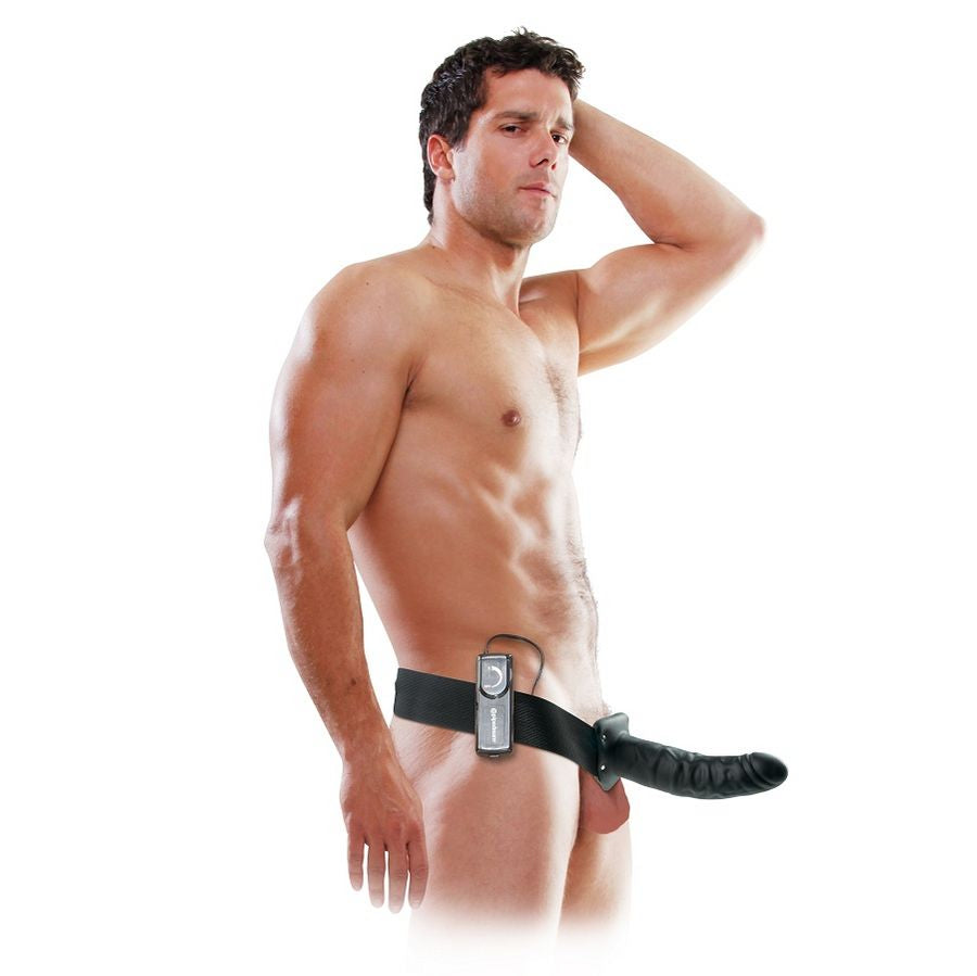 FETISH FANTASY SERIES - 19 CM VIBRIERENDER HOHL-STRAP-ON SCHWARZ - Muwana