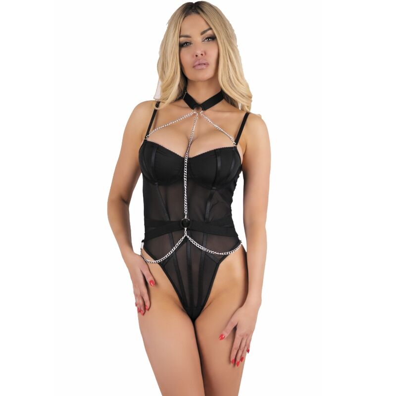 Livco Corsetti Fashion - Melisenda Cf 1709 Bademantel + Hemd + String Schwarz S