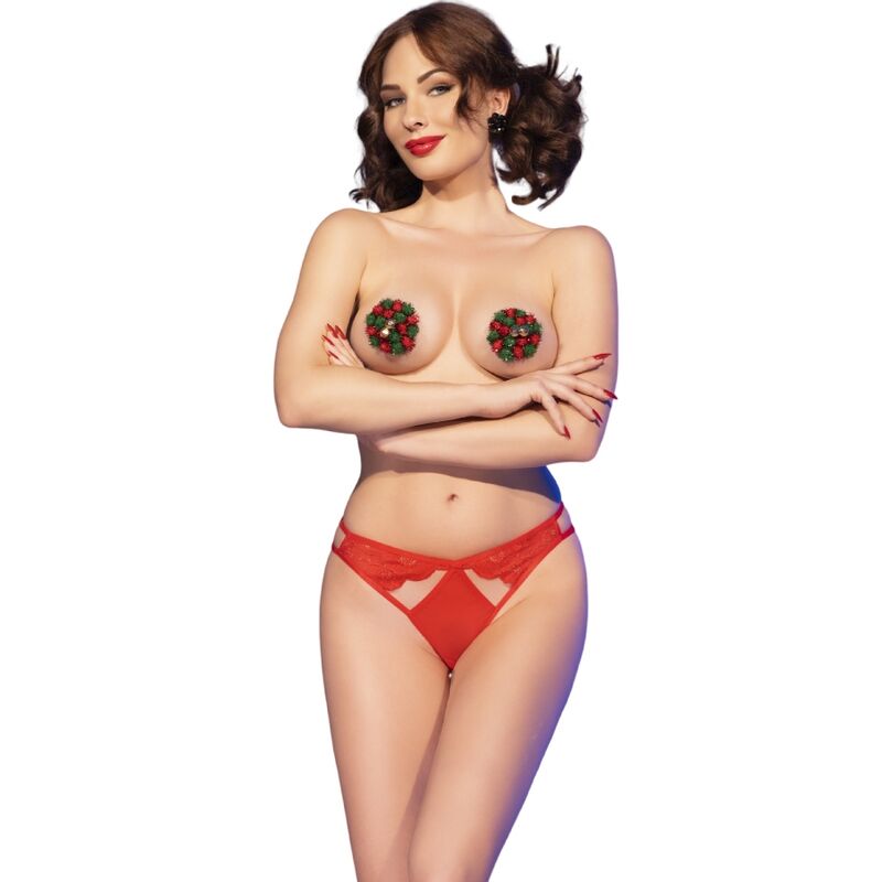 Chilirose - Cr 4839 Weihnachtsset Brustwarenabdeckungen + H�Schen Rot S/M