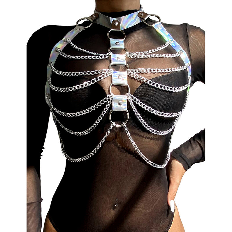 Subblime - 953737 Brustgurt Mit Ringen Und Ketten Silber Eine Grã–Sse