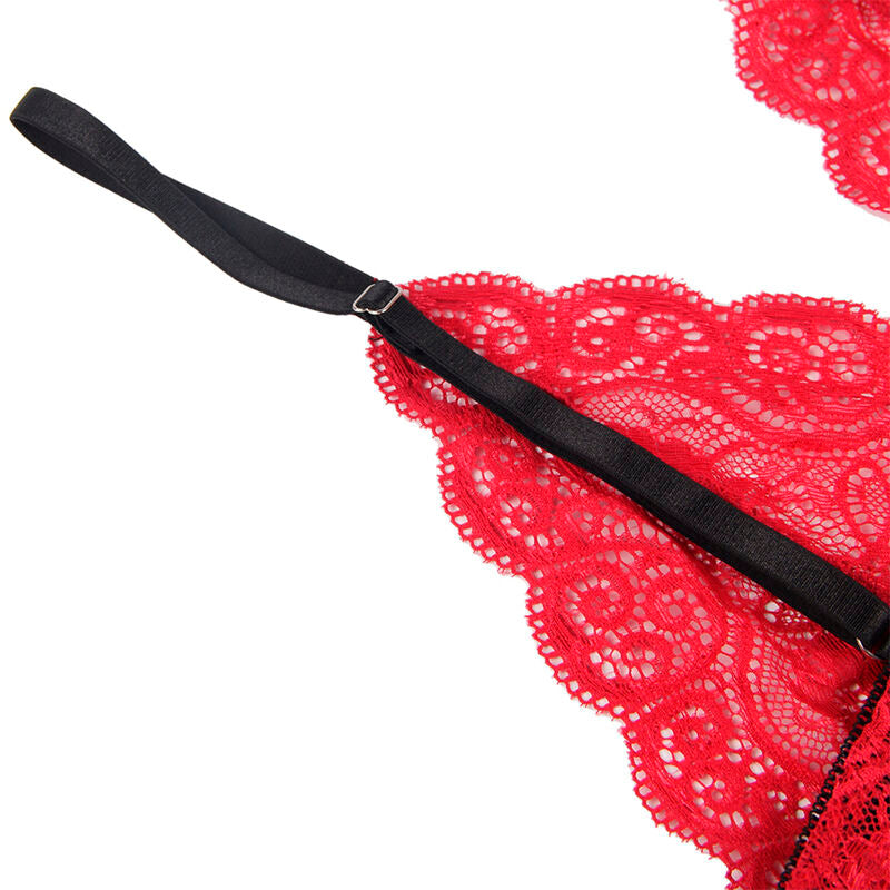 Subblime - 953898 Nachthemd + Hã–Schen Aus Seide Und Spitze Rot S/M