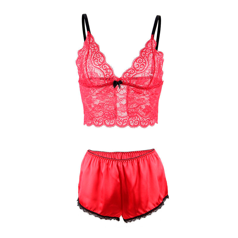 Subblime - 953898 Nachthemd + Hã–Schen Aus Seide Und Spitze Rot S/M