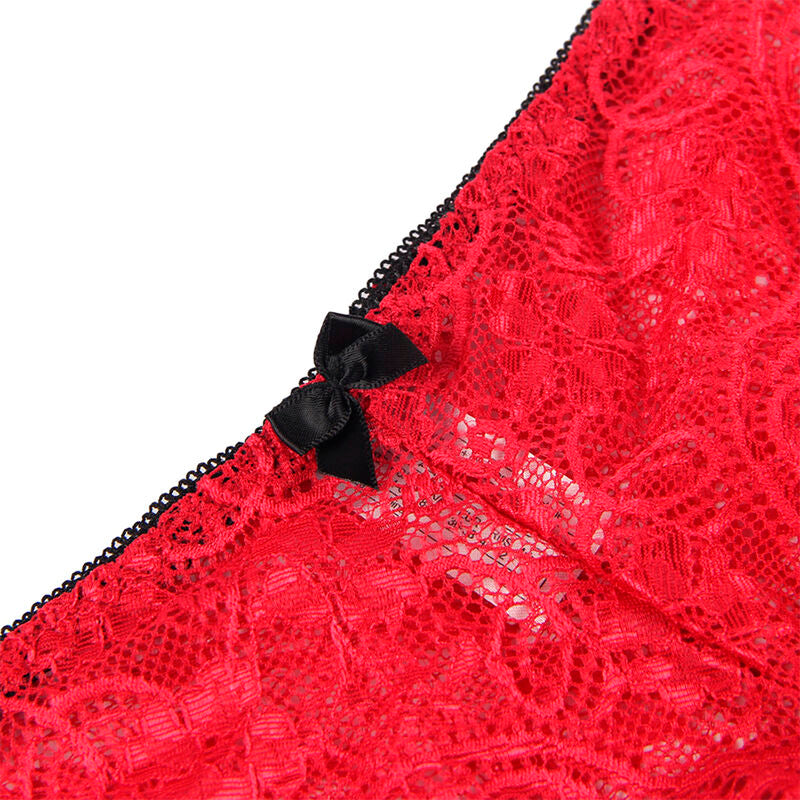 Subblime - 953898 Nachthemd + Hã–Schen Aus Seide Und Spitze Rot S/M