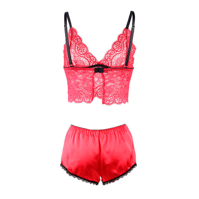 Subblime - 953904 Nachthemd + Hã–Schen Aus Seide Und Spitze Rot L/Xl