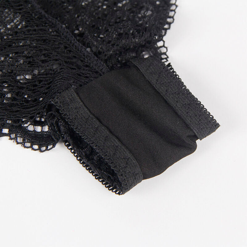 Subblime - 953911 Nachthemd + Hã–Schen Aus Seide Und Spitze Schwarz S/M
