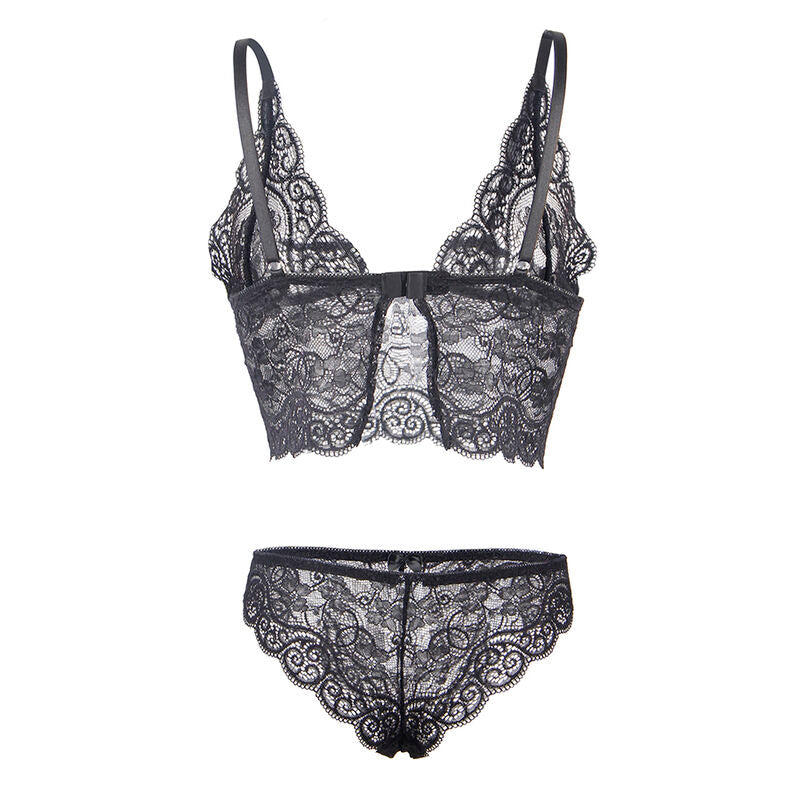 Subblime - 953928 Nachthemd + Hã–Schen Aus Seide Und Spitze Schwarz L/Xl