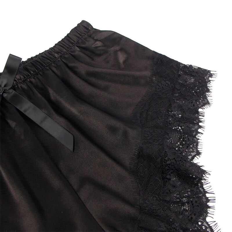 Subblime - 953935 Lã„Ssige Seidennachthemd + Spitzenhose Schwarz S/M