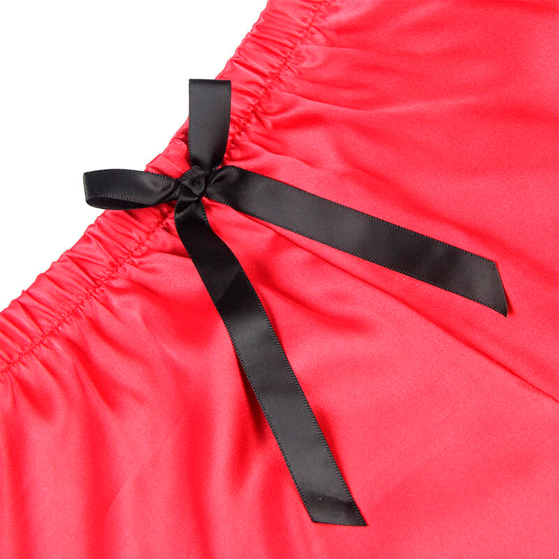 Subblime - 953959 Lã„Ssige Seidennachthemd + Spitzenhose Schwarz/Rot S/M