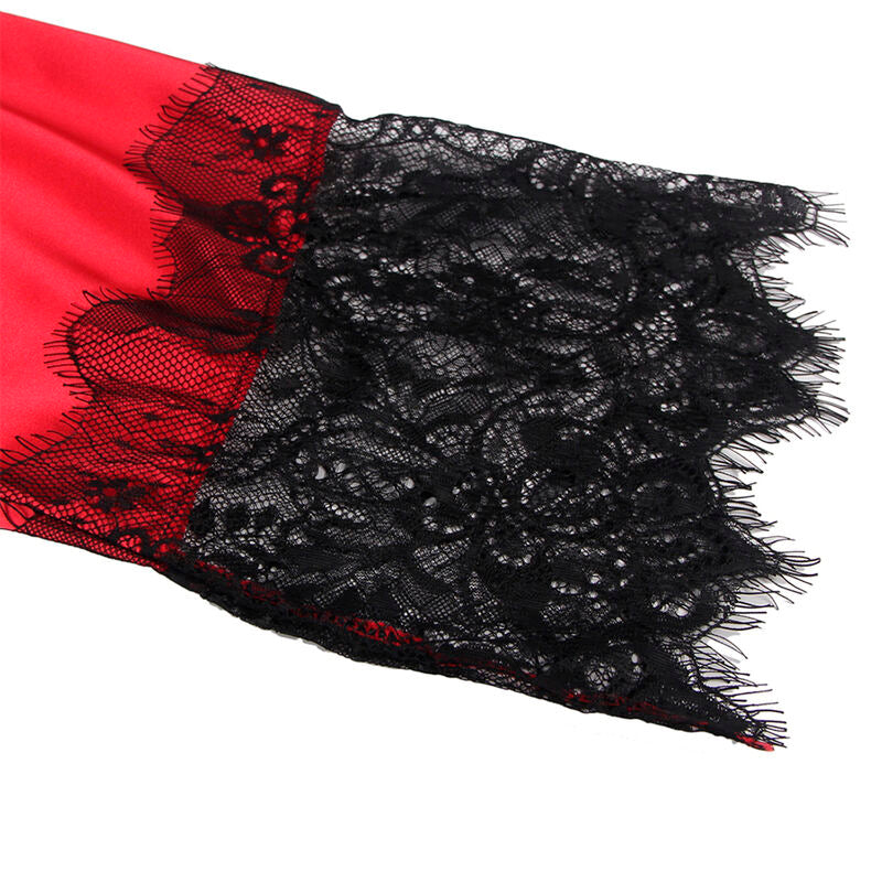 Subblime - 954024 Spitzen-Unterhemd Mit Transparentem Rãœcken Und String, Rot/Schwarz, L/Xl