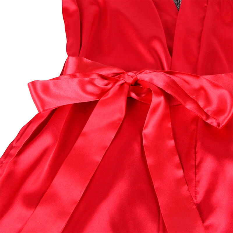 Subblime - 954024 Spitzen-Unterhemd Mit Transparentem Rãœcken Und String, Rot/Schwarz, L/Xl