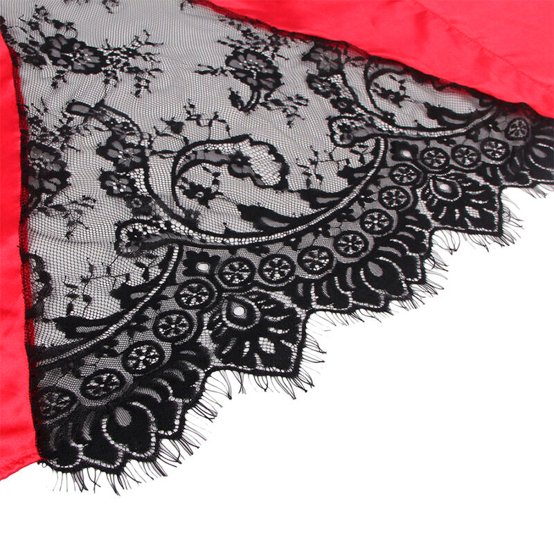 Subblime - 954024 Spitzen-Unterhemd Mit Transparentem Rãœcken Und String, Rot/Schwarz, L/Xl