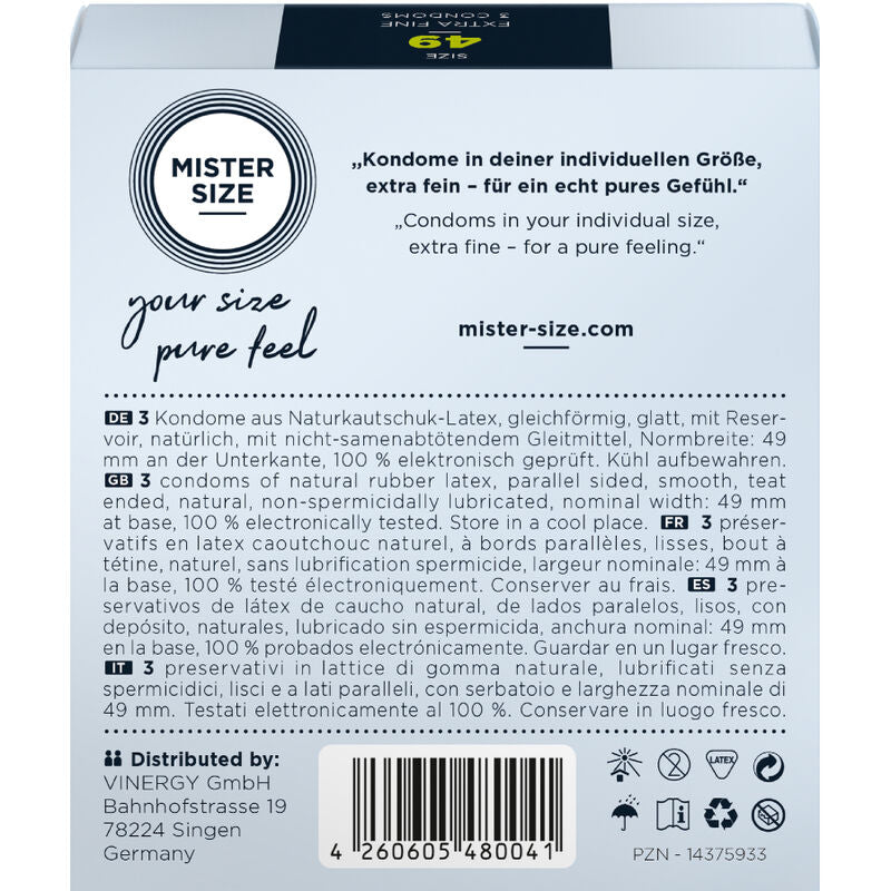 Mister Size - Kondomgrã–Sse S 49 Mm (3 Einheiten)