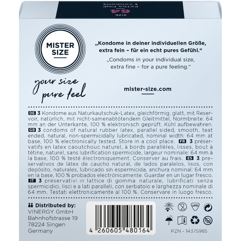 Mister Size - Kondome Grã–Sse Xxl 64 Mm (3 Einheiten)