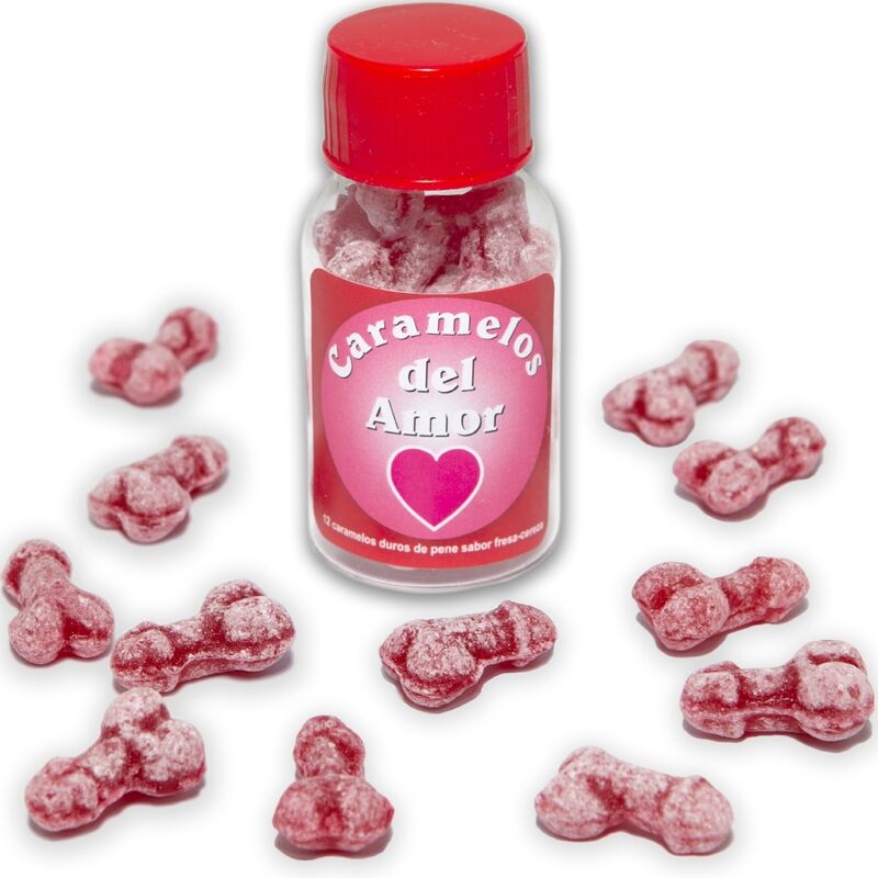 Diablo Picante - 12 Penisfã–Rmige Liebesbonbons Erdbeere/Kirsche