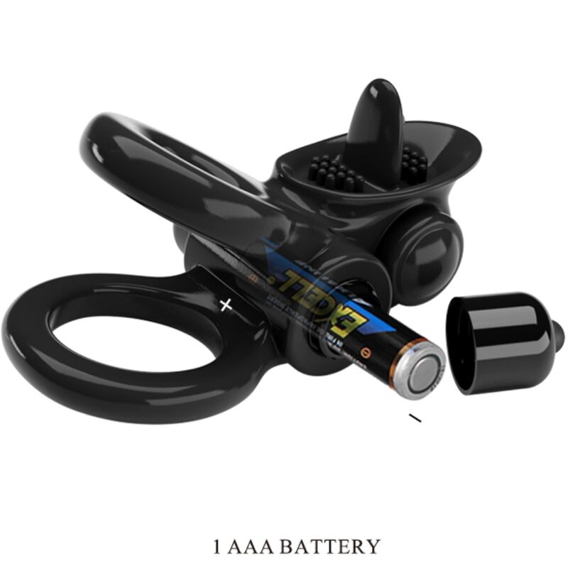 Pretty Love - Passionate Ring Dual Vibrating Ring + Clitoral Stimulator Black
