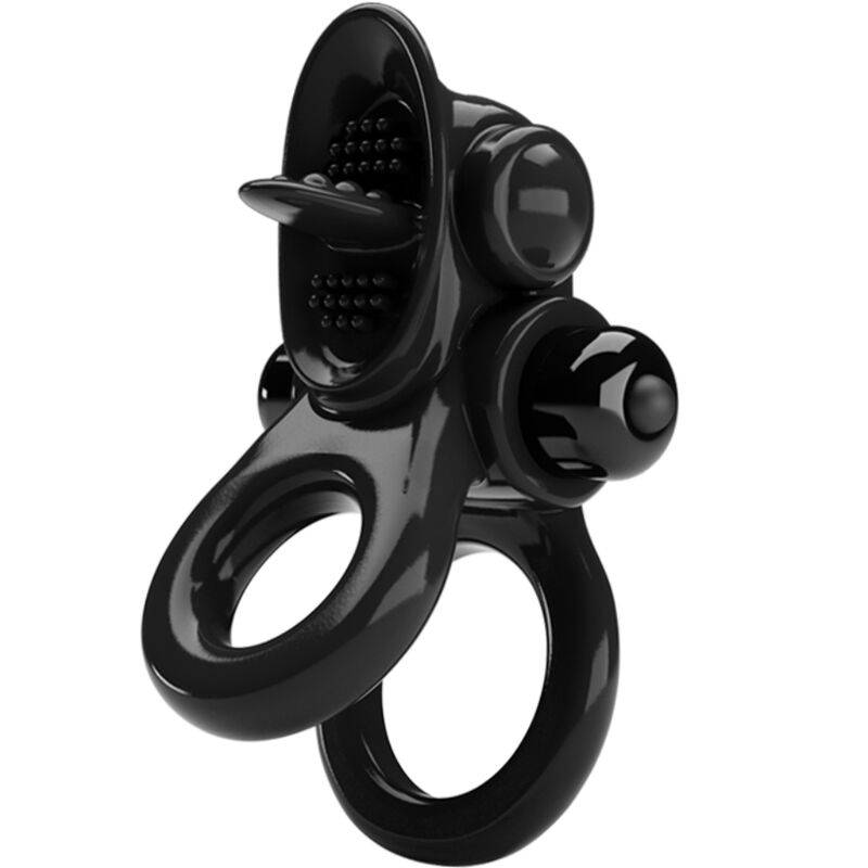 Pretty Love - Passionate Ring Dual Vibrating Ring + Clitoral Stimulator Black