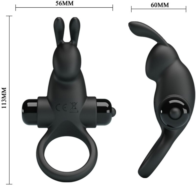 Pretty Love - Vibrationsring + Rabbit-Klitoris-Stimulator 10 Vibrationen Schwarz