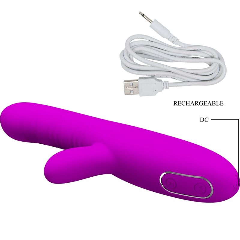 Pretty Love - Angelique Multi-function Vibrator + Clitoral Stimulator Purple
