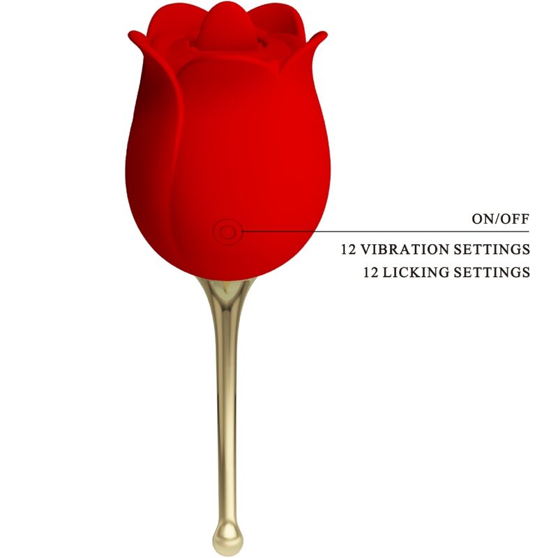 Pretty Love - Rose Lover Rose Clitoral Stimulator 12 Vibrations Red