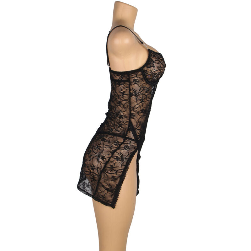 Subblime - 954185 Spitzen-Babydoll Mit Verstellbaren Trã„Gern Schwarz S/M