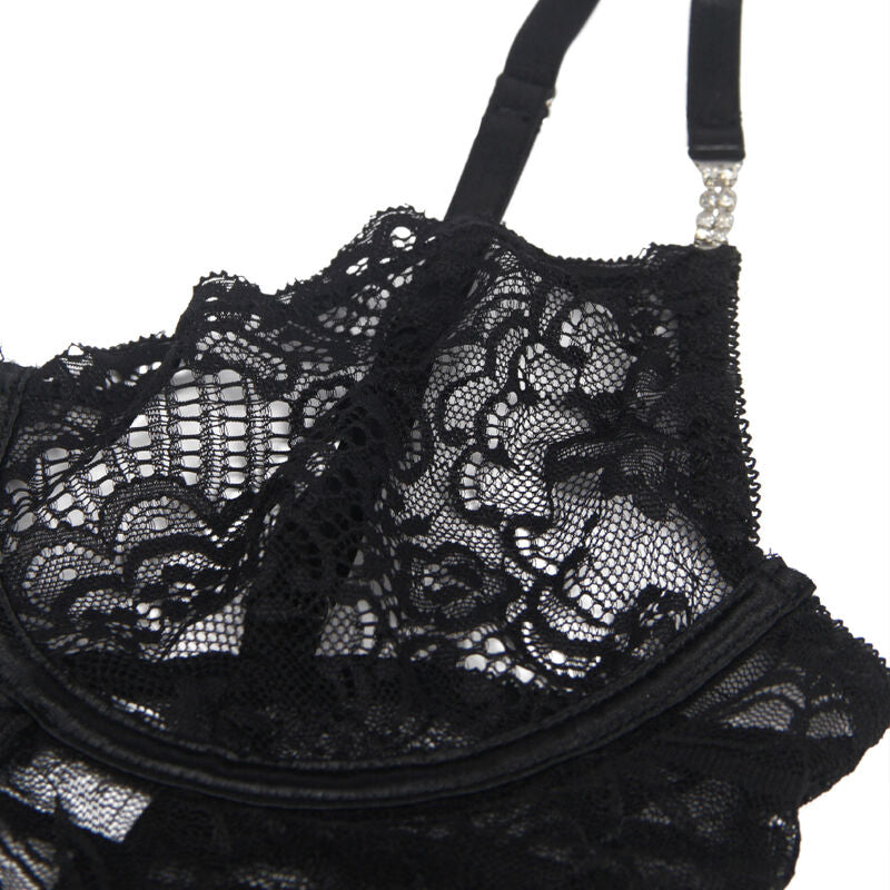 Subblime - 954185 Spitzen-Babydoll Mit Verstellbaren Trã„Gern Schwarz S/M