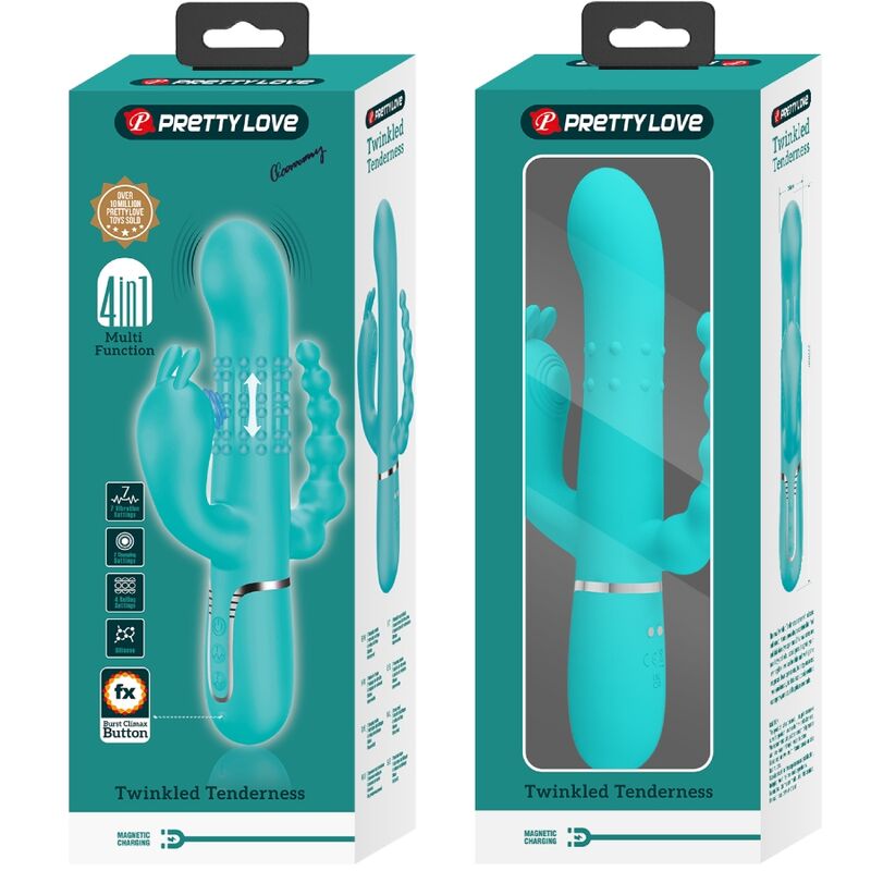 Pretty Love - Cammy 4 In 1 Multifunktions-Dreifacher Rabbit-Vibrator Blau