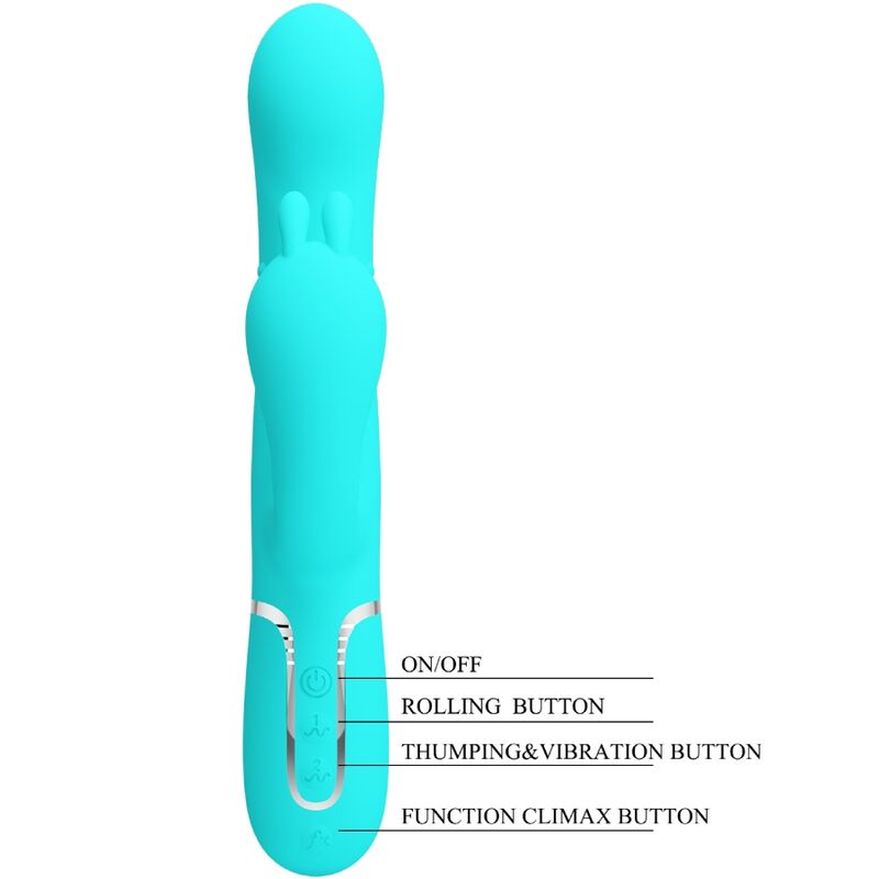 Pretty Love - Cammy 4 In 1 Multifunktions-Dreifacher Rabbit-Vibrator Blau