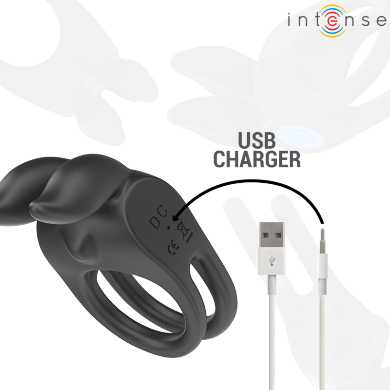Intense - Sam Vibrator Doppel-Penisring 10 Vibrationen Schwarz